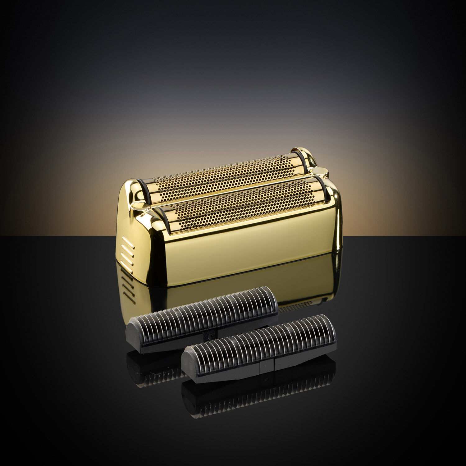 Gold Titanium Double-Foil Shaver Replacement Kit on a dark background